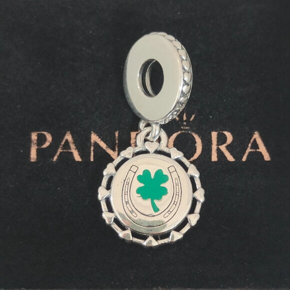 Pandora Ireland Exclusive Country Irish Dangle Clover Horseshoe Dangle Charm - Picture 1 of 8